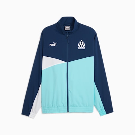 Olympique de Marseille Woven Jacket, Persian Blue-PUMA White-Team Aqua-Rickie Orange, small