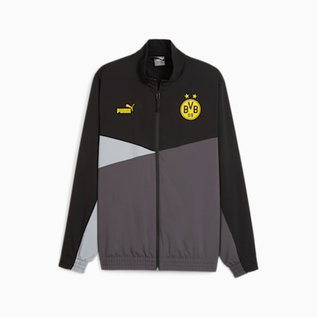 Borussia Dortmund Woven Jacket, PUMA Black-Cool Mid Gray-Shadow Gray, small