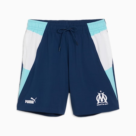 Olympique de Marseille geweven short, Persian Blue-PUMA White-Team Aqua-Rickie Orange, small