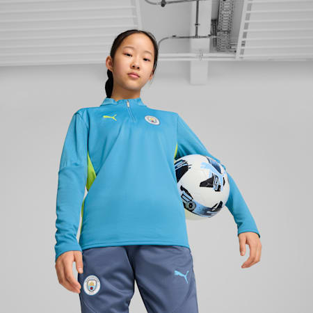 Manchester City Quarter-Zip Training Top Youth, Magic Blue-Yellow Glow, small