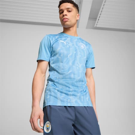 Jersey Pra-pertandingan Lengan Pendek Pria Manchester City, Team Light Blue-PUMA White, small-IDN