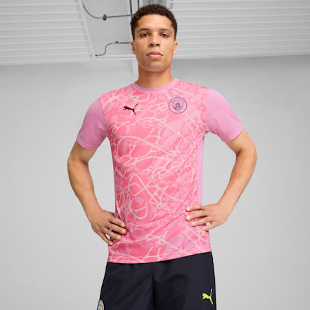 Manchester City pre-match voetbalshirt met korte mouw voor heren, Pink Icing-Whisp Of Pink, small