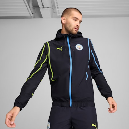 MCFC 프리매치 우븐 자켓<br>MCFC Prematch Woven Jacket, New Navy-Yellow Glow, small-KOR