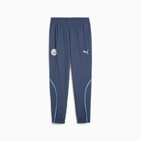 Męskie spodnie przedmeczowe z tkaniny Manchester City, Inky Blue-Team Light Blue, small