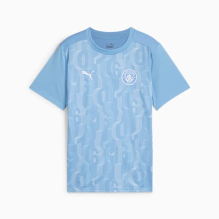 Młodzieżowa koszulka przedmeczowa z krótkim rękawem Manchester City, Team Light Blue-PUMA White, small