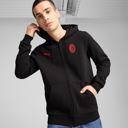 AC Milan ftblESSENTIALS Hooded Jacket Men, PUMA Black-For All Time Red, small