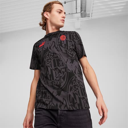 Camiseta AC Milan ftblCULTURE con estampado integral para hombre, PUMA Black, small