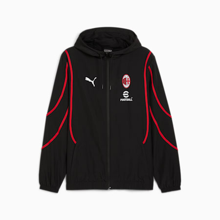 Męska tkana kurtka przedmeczowa z tkaniny AC Milan, PUMA Black-For All Time Red, small