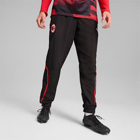 Męskie tkane spodnie przedmeczowe z tkaniny AC Milan, PUMA Black-For All Time Red, small