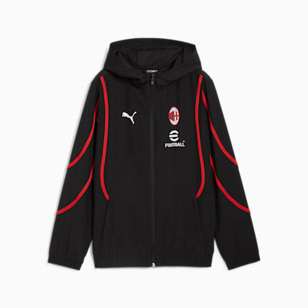 Młodzieżowa kurtka przedmeczowa z tkaniny AC Milan, PUMA Black-For All Time Red, small