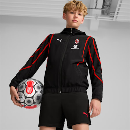 Veste tissée d'avant-match AC Milan Enfant et Adolescent, PUMA Black-For All Time Red, small