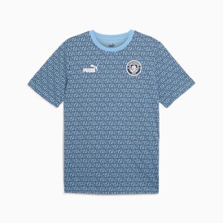 T-shirt con stampa integrale Manchester City ftblCULTURE da uomo, Team Light Blue-PUMA White, small