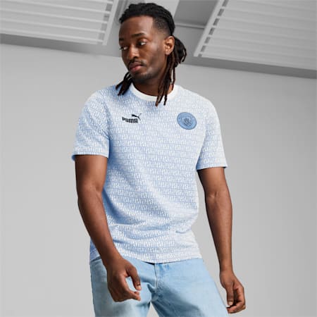 T-shirt con stampa integrale Manchester City ftblCULTURE da uomo, Team Light Blue-PUMA White, small