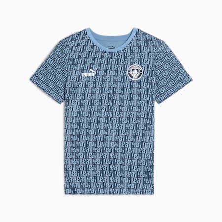 T-shirt con stampa integrale Manchester City ftblCULTURE per ragazzi, Club Navy-Team Light Blue, small