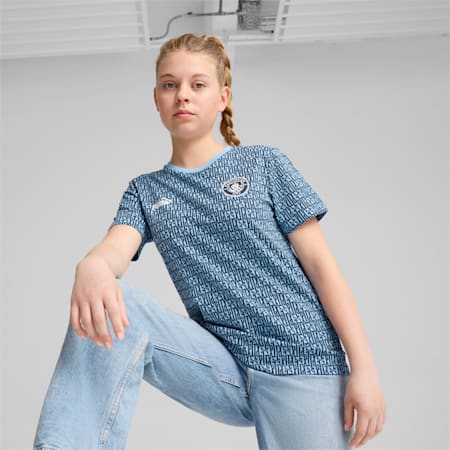 T-shirt con stampa integrale Manchester City ftblCULTURE per ragazzi, Club Navy-Team Light Blue, small