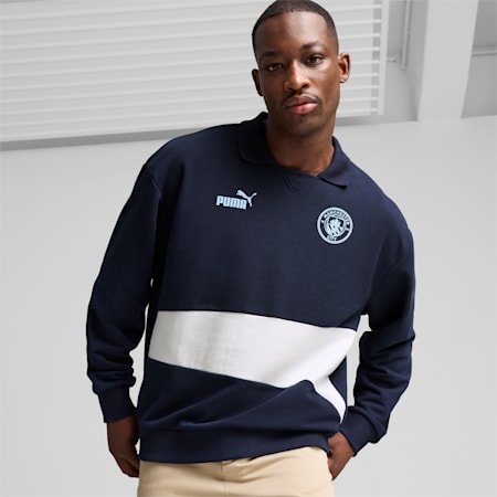 Manchester City ftblCULTURE+ Sweat Drill Top Men, Club Navy-Silver Mist, small