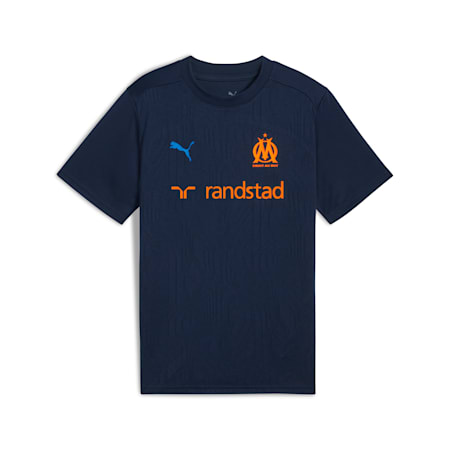 Maillot d’entraînement Olympique de Marseille Enfant et Adolescent, Club Navy-Fluro Orange Pes, small