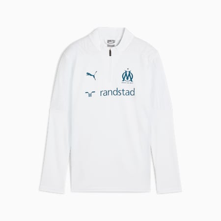 Olympique de Marseille Quarter-Zip Training Top Youth, PUMA White-Ocean Tropic, small