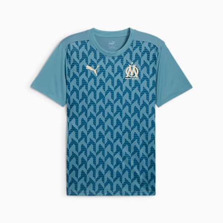 Olympique de Marseille Pre-match Short Sleeve Jersey Men, Bold Blue-Ocean Tropic, small