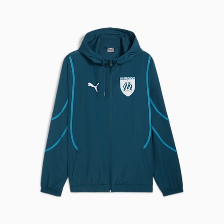 Olympique de Marseille Pre-match Woven Jacket Men, Ocean Tropic-Bleu Azur, small