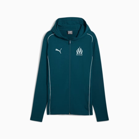 Olympique de Marseille Casuals Hooded Jacket Men, Ocean Tropic-Turquoise Surf, small