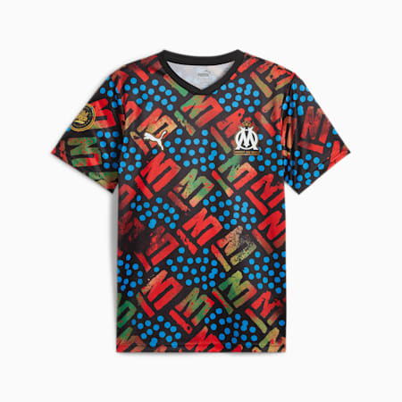 Olympique de Marseille x Africa voetbalshirt met all-over-print voor heren, PUMA Black, small