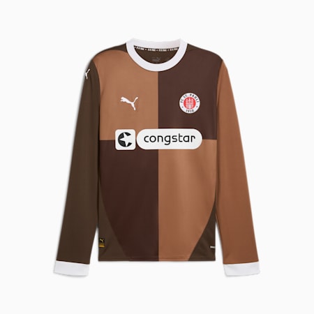Męska koszulka domowa z długim rękawem FC St. Pauli 24/25, Espresso Brown-PUMA White, small