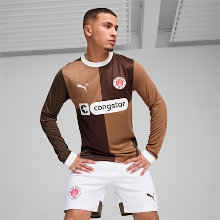 Męska koszulka domowa z długim rękawem FC St. Pauli 24/25, Espresso Brown-PUMA White, small