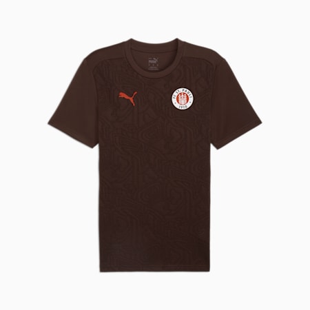 Camiseta de training FC St. Pauli para hombre, Dark Chocolate-PUMA Red, small