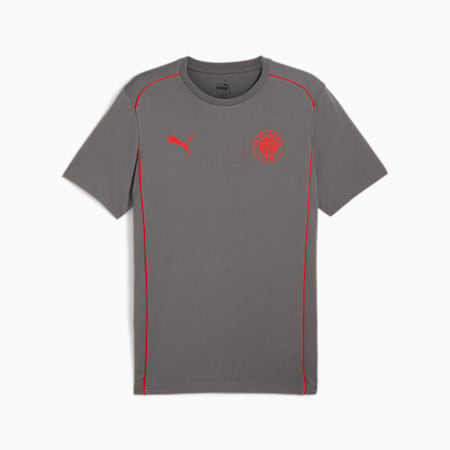 FC St. Pauli Casuals T-Shirt Herren, Flat Medium Gray-PUMA Red, small