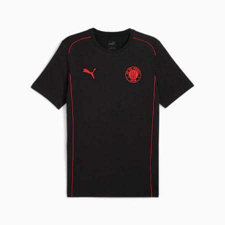 FC St. Pauli Casuals T-Shirt Herren, PUMA Black-PUMA Red, small