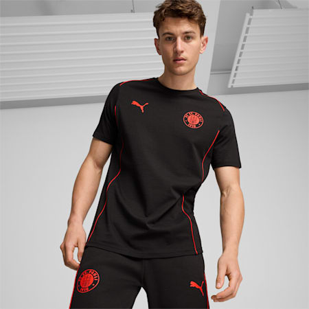 FC St. Pauli Casuals T-Shirt Herren, PUMA Black-PUMA Red, small