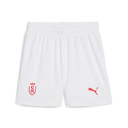 Short de football Stade de Reims Enfant et Adolescent, PUMA White-PUMA Red, small