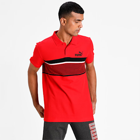ESS+ Stripe Men's Polo, High Risk Red, small-IND