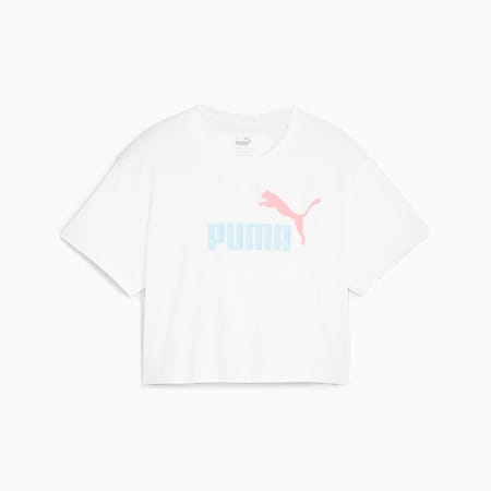 เสื้อยืดเอวลอยเด็กโต Girls Logo, PUMA White, small-THA