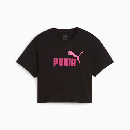 Logo Cropped Tee - Girls 8-16 years, PUMA Black, small-AUS