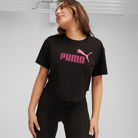 Logo Cropped Tee Youth, PUMA Black, small-AUS