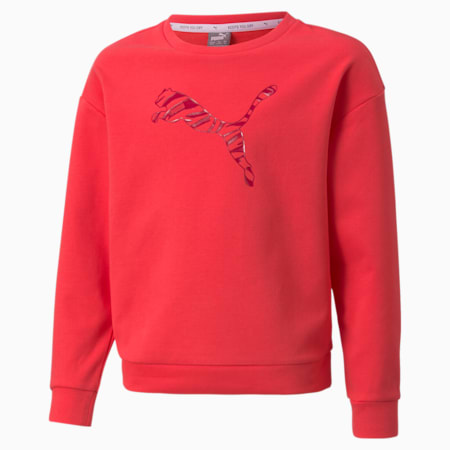 Modern Sports Crew Neck Youth Sweatshirt, Paradise Pink, small-AUS