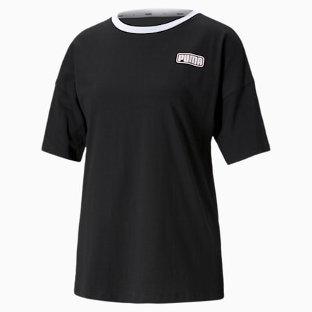 Summer Stripes Women's Fashion Tee, Puma Black, small-AUS
