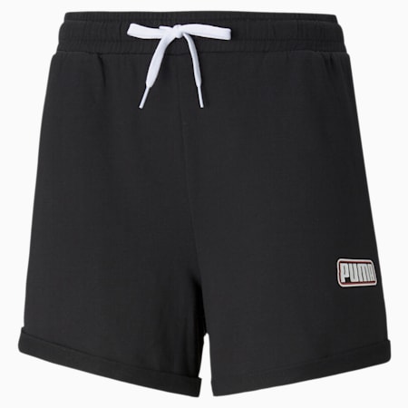 Summer Stripes Women's Sweat Shorts, Puma Black, small-AUS