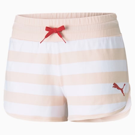 Summer Stripes Printed Women's Shorts, Cloud Pink, small-AUS