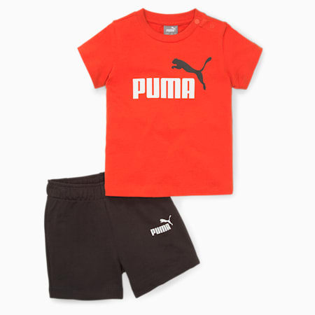 Minicats T-shirt en short set voor baby's, PUMA Black-Warm Earth, small