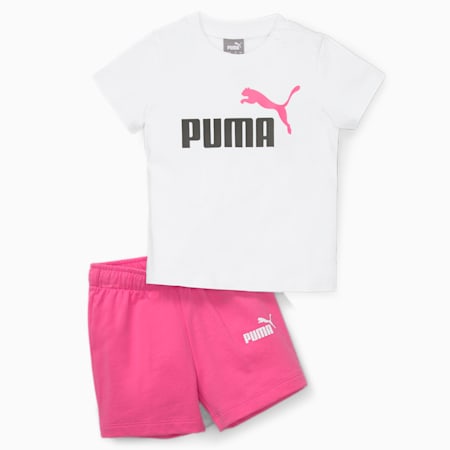 סט Minicats טישירט ומכנסיים קצרים לתינוקות, PUMA White-Pearl Pink, small-DFA