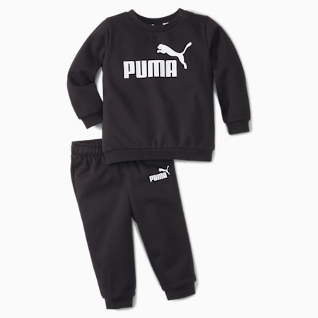 Essentials Minicats Crew Neck Babies' Jogger Suit, Cotton Black, small