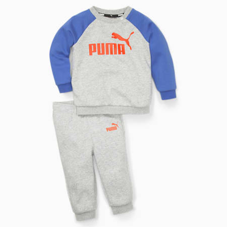 Ensemble runner à manches raglan Minicats Essentials Bébé, Light Gray Heather-Royal Sapphire, small