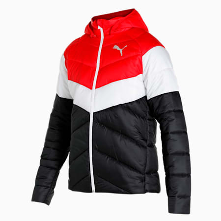 Colorblock Padded Men's Jacket, Puma Black-High Risk Red, small-IND