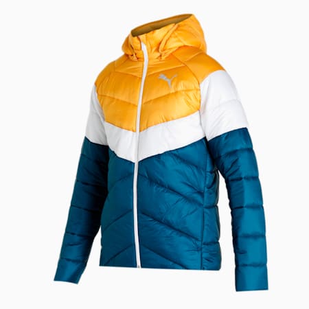 Colorblock Padded Men's Jacket, Intense Blue-Mineral Yellow, small-IND
