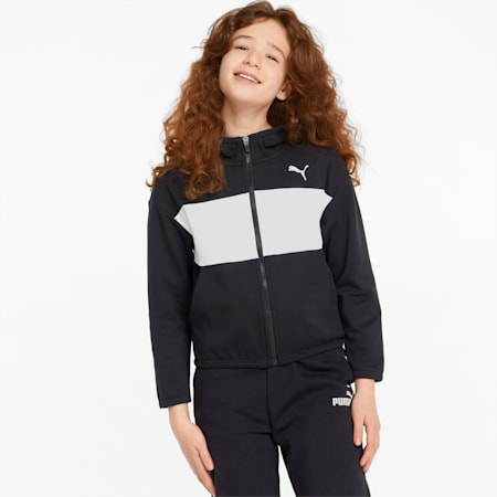 Modern Sports Full-Zip Youth Hoodie, Puma Black, small-SEA