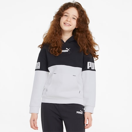 Power Colour-Blocked Youth Hoodie, Puma Black, small-IND