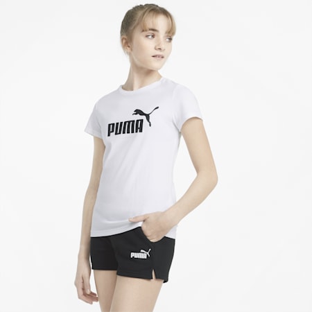 Conjunto juvenil de camiseta y shorts con logo, Puma White, small